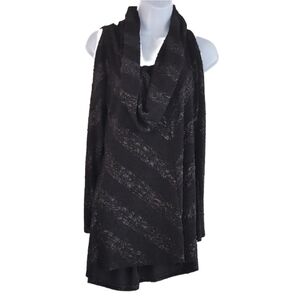 Vintage Artex Women's Large‎ Black Glitter Long Sleeve Cowl Neck Cold Shoulder